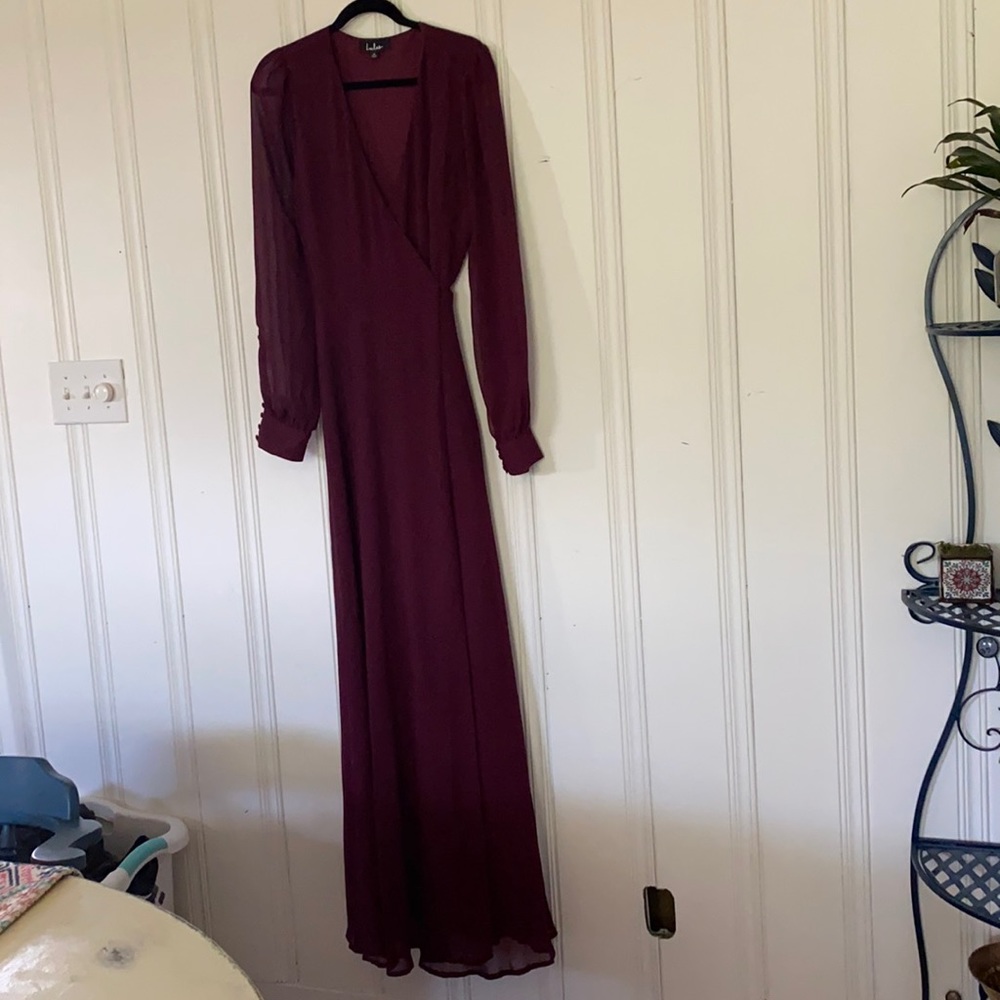 Gorgeous Burgundy Full Length Wrap Dress